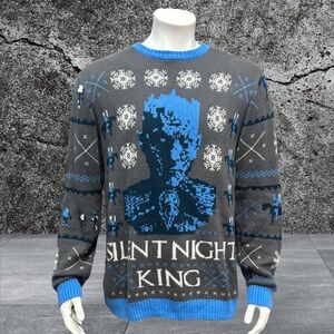 GAME of THRONES "Silent Night King" Ugly Christmas Multi Color Knit Sweater XL